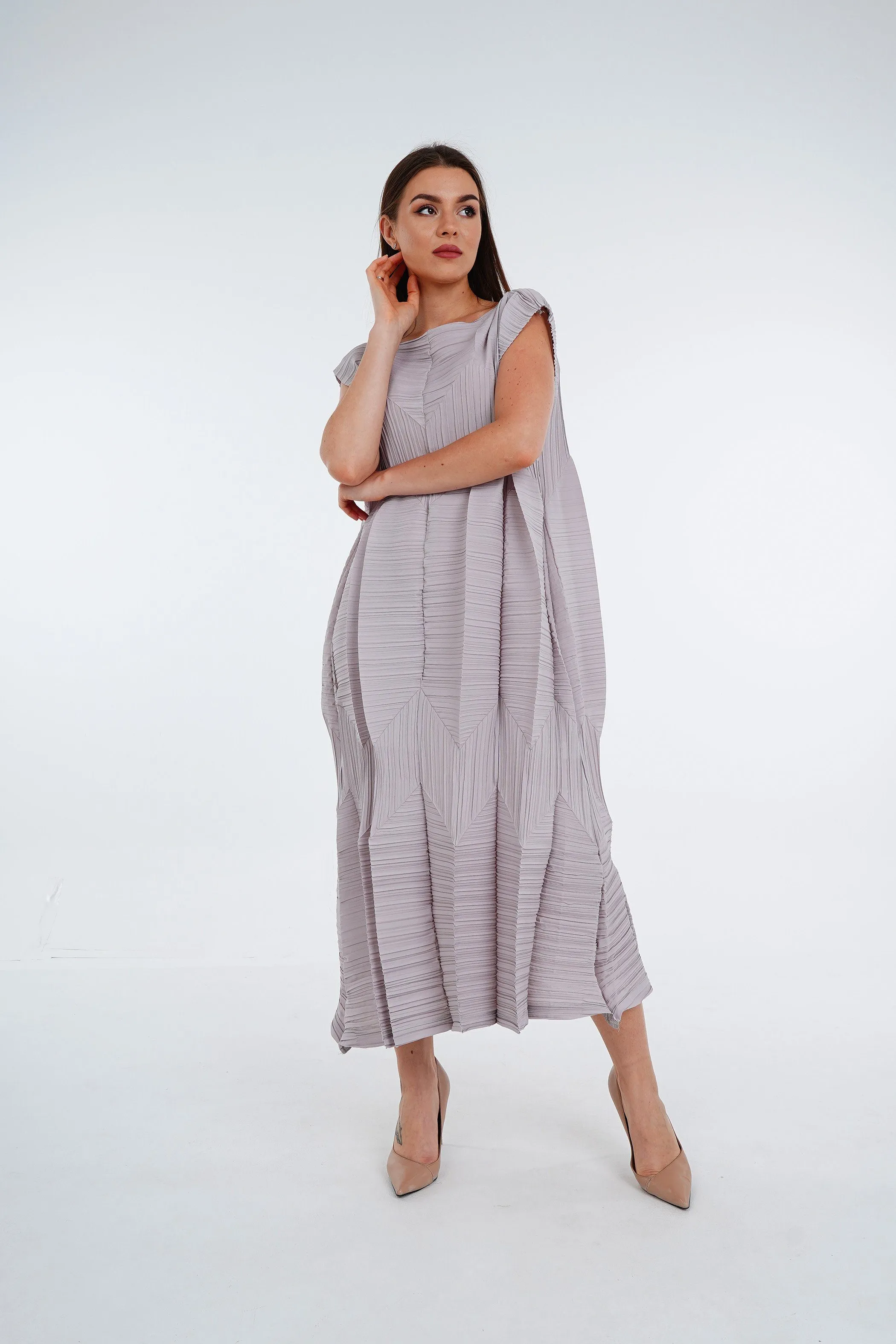 Pleated Origami Dress With Large Folds