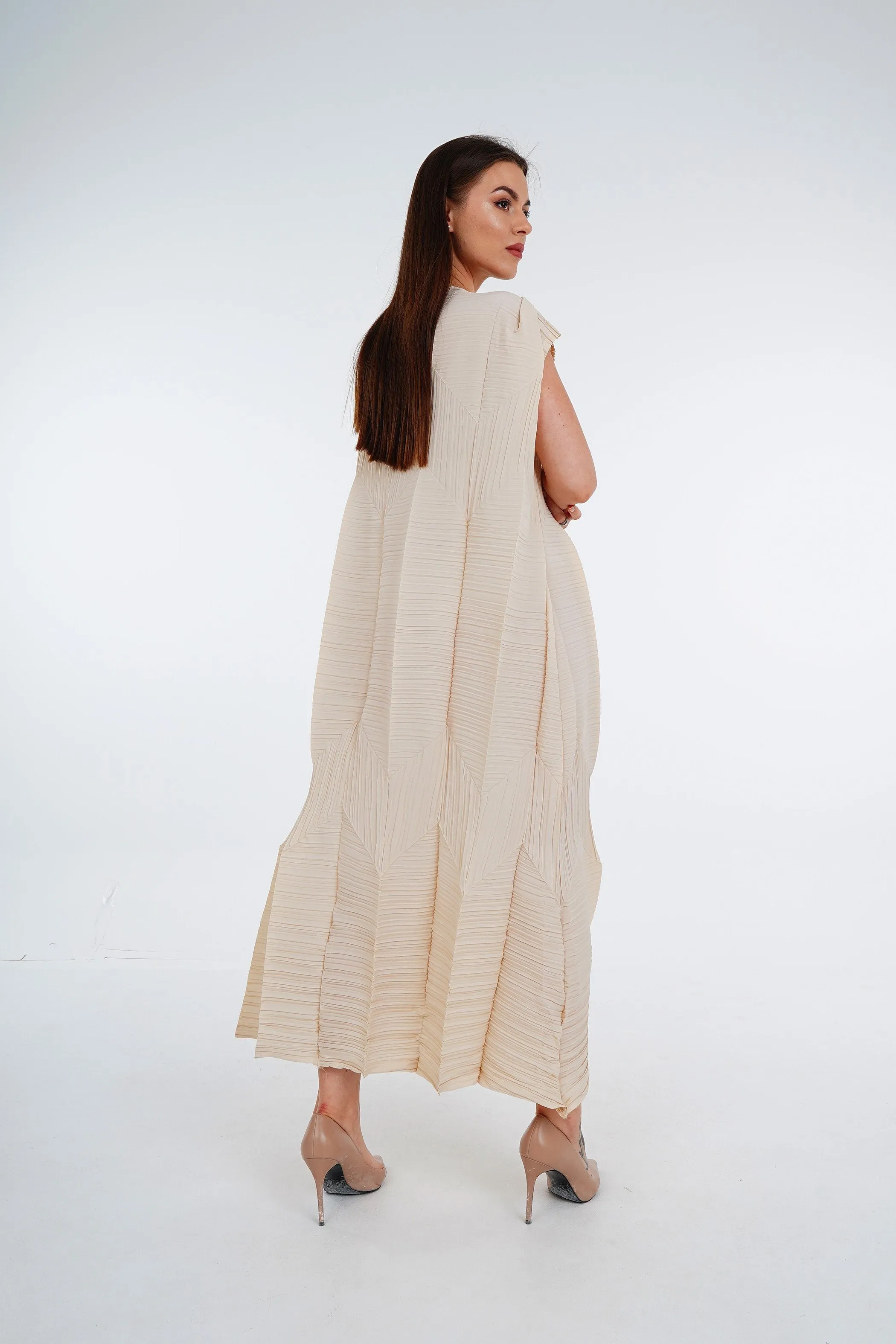 Pleated Origami Dress With Large Folds