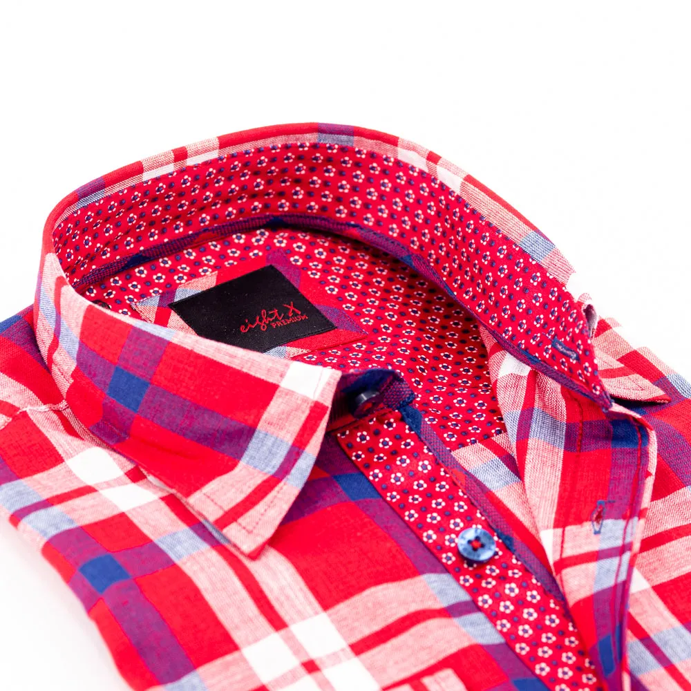 Red Plaid Linen Shirt
