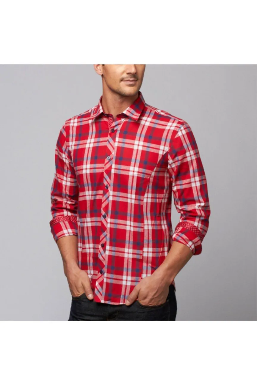Red Plaid Linen Shirt