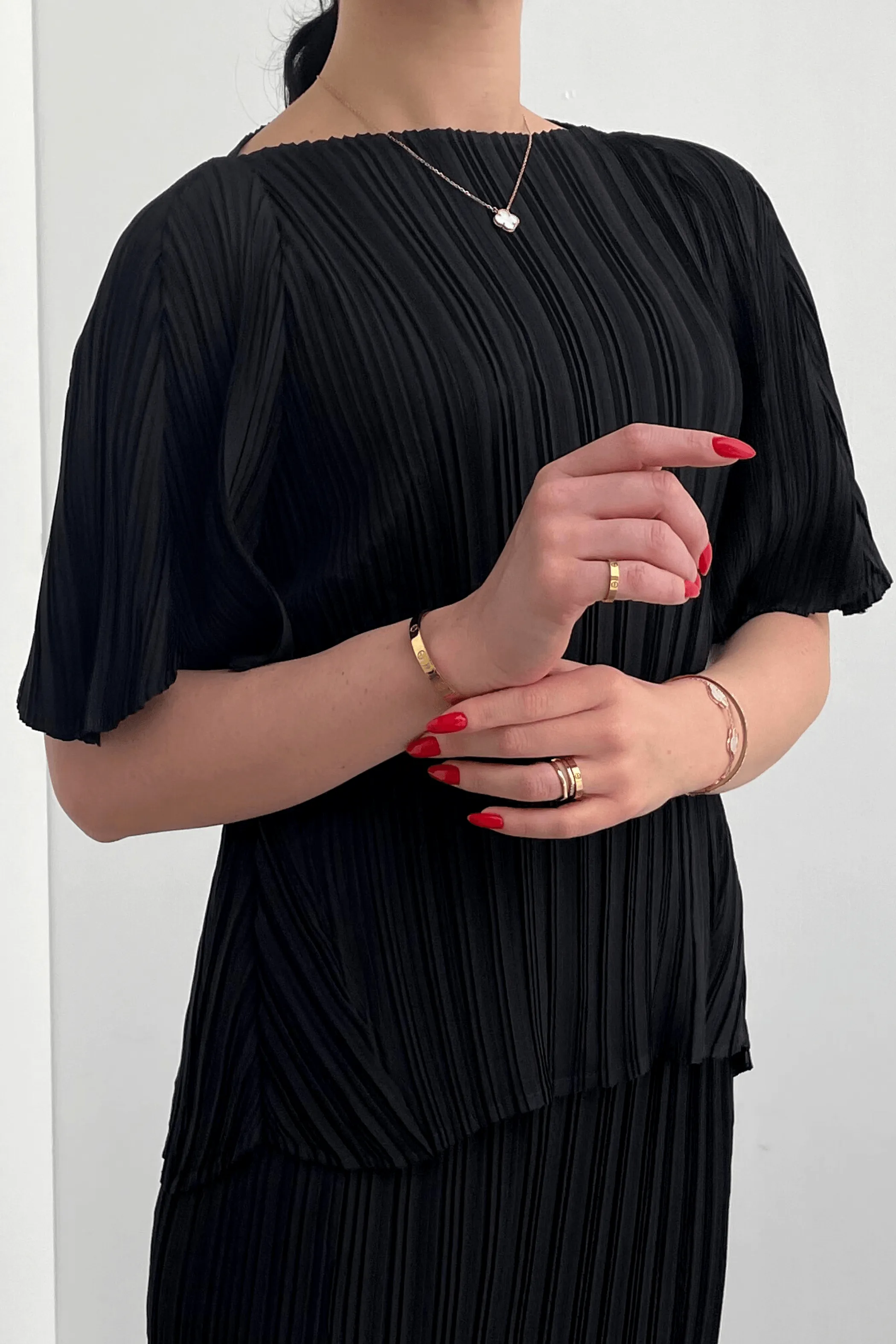 Sanya Pleated Top with Puff Sleeve