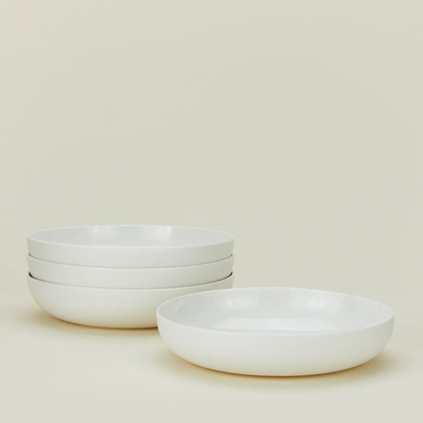 Simple Porcelain Low Bowl, Set of 4