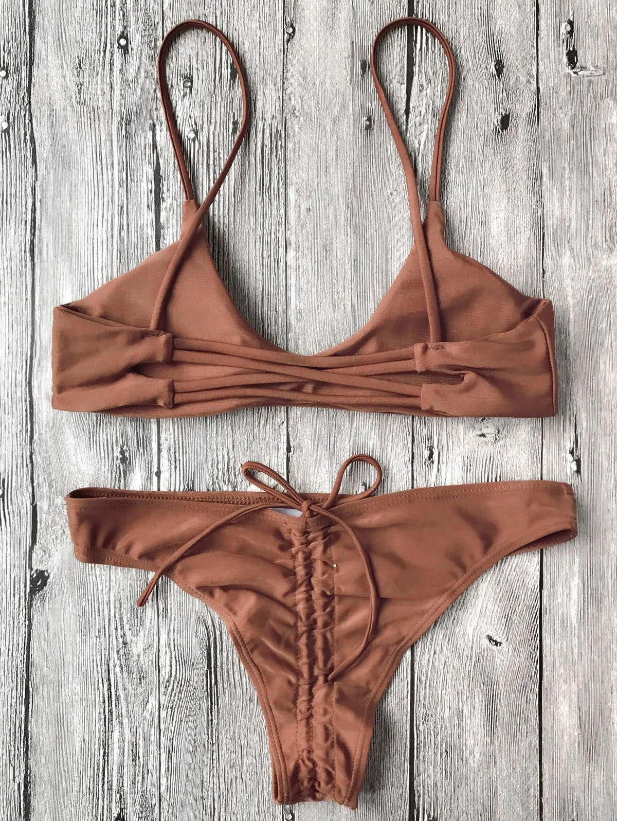 Spaghetti Straps Padded Bikini Set