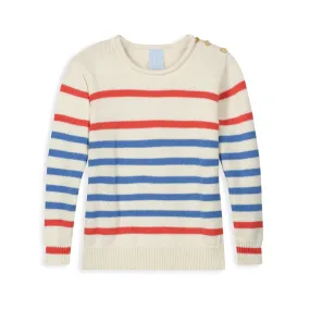 Striped Knit Pullover -- Peri/Red Stripe