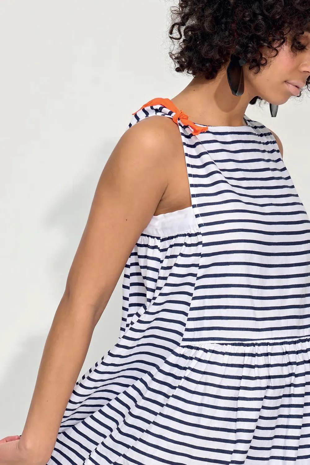 Swing Dress in Navy Mini Stripe