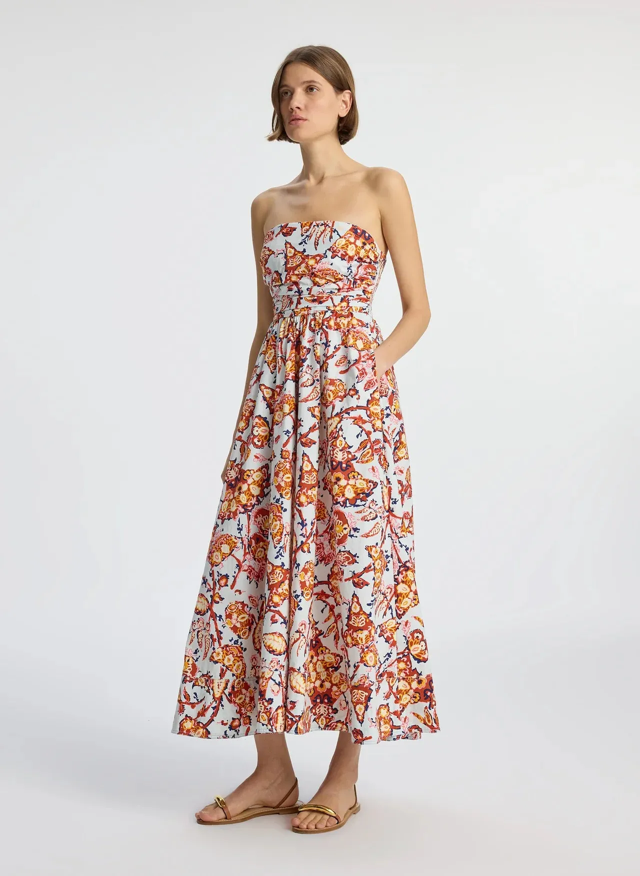 Tate Strapless Midi Dress - Acqua Multi