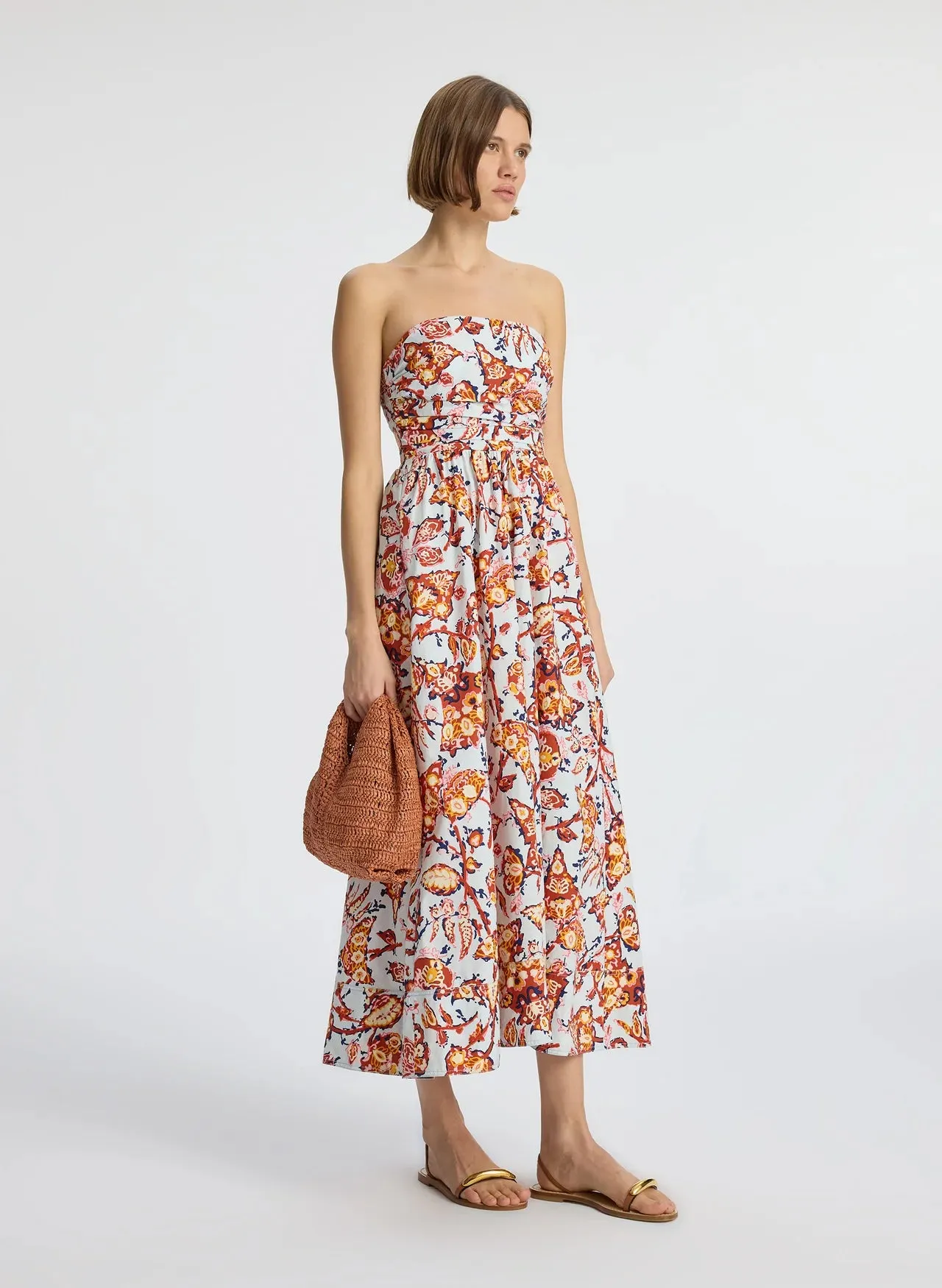 Tate Strapless Midi Dress - Acqua Multi