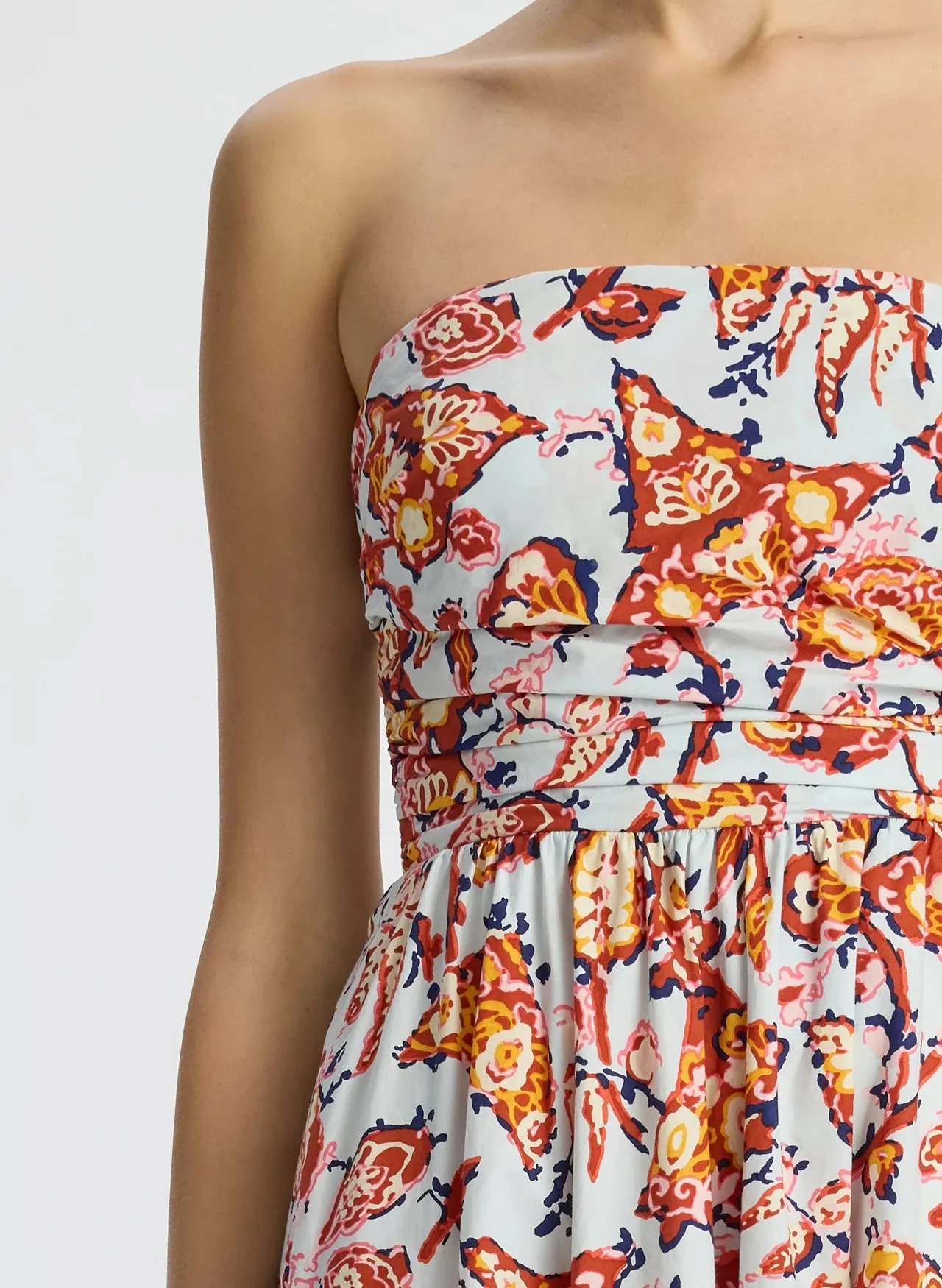 Tate Strapless Midi Dress - Acqua Multi
