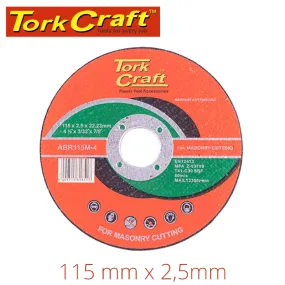 TORK CRAFT CUTTING DISC MASONRY 115 x 2.5 x 22.22MM ABR115M-4