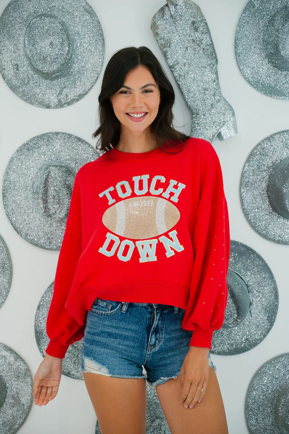 TOUCHDOWN FOOTBALL RED PULLOVER