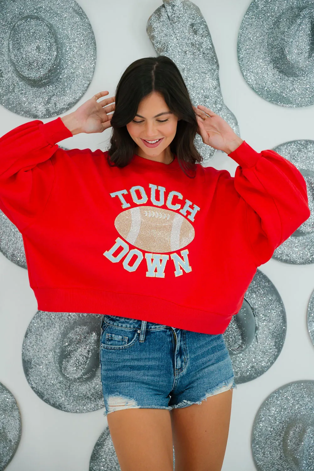 TOUCHDOWN FOOTBALL RED PULLOVER