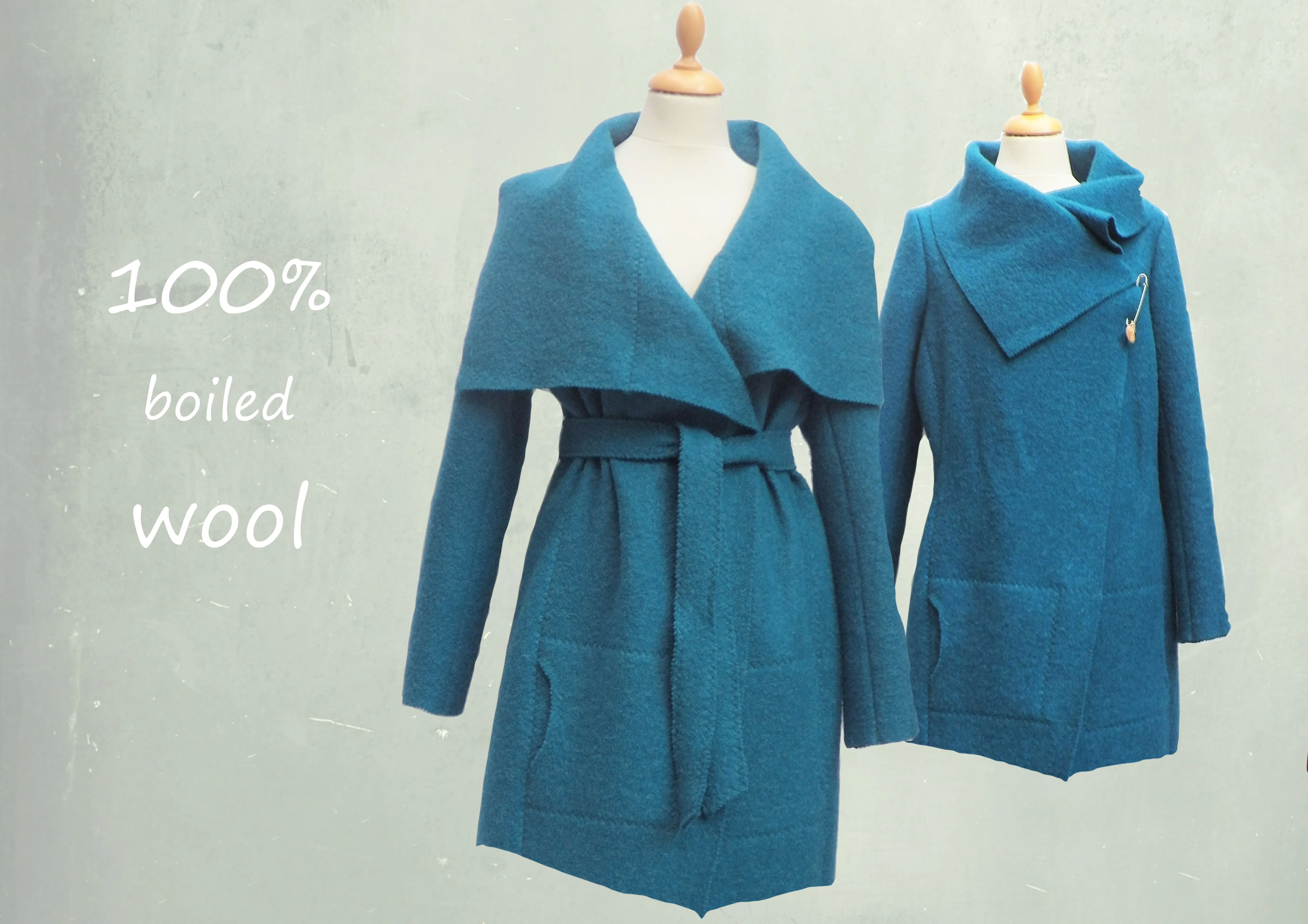 wollen vest-jas van gekookte wol / jacket made of boiled wool