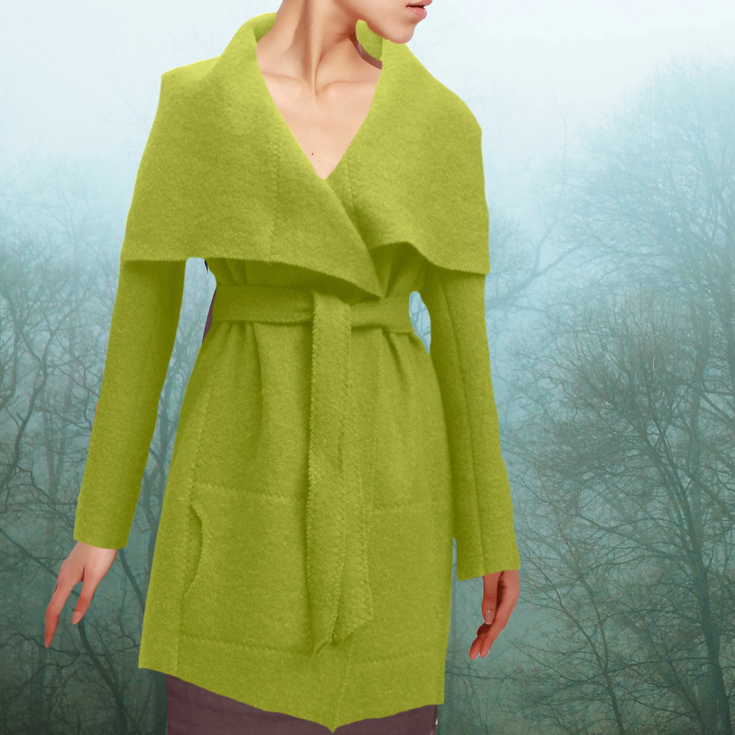 wollen vest-jas van gekookte wol / jacket made of boiled wool