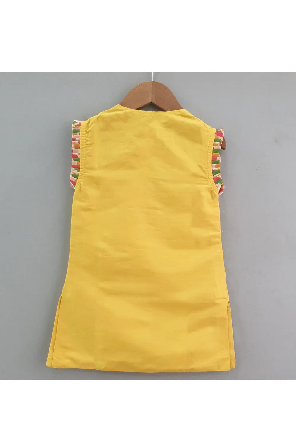 Yellow Radha embroidered angrakha kurta and balloon salwar